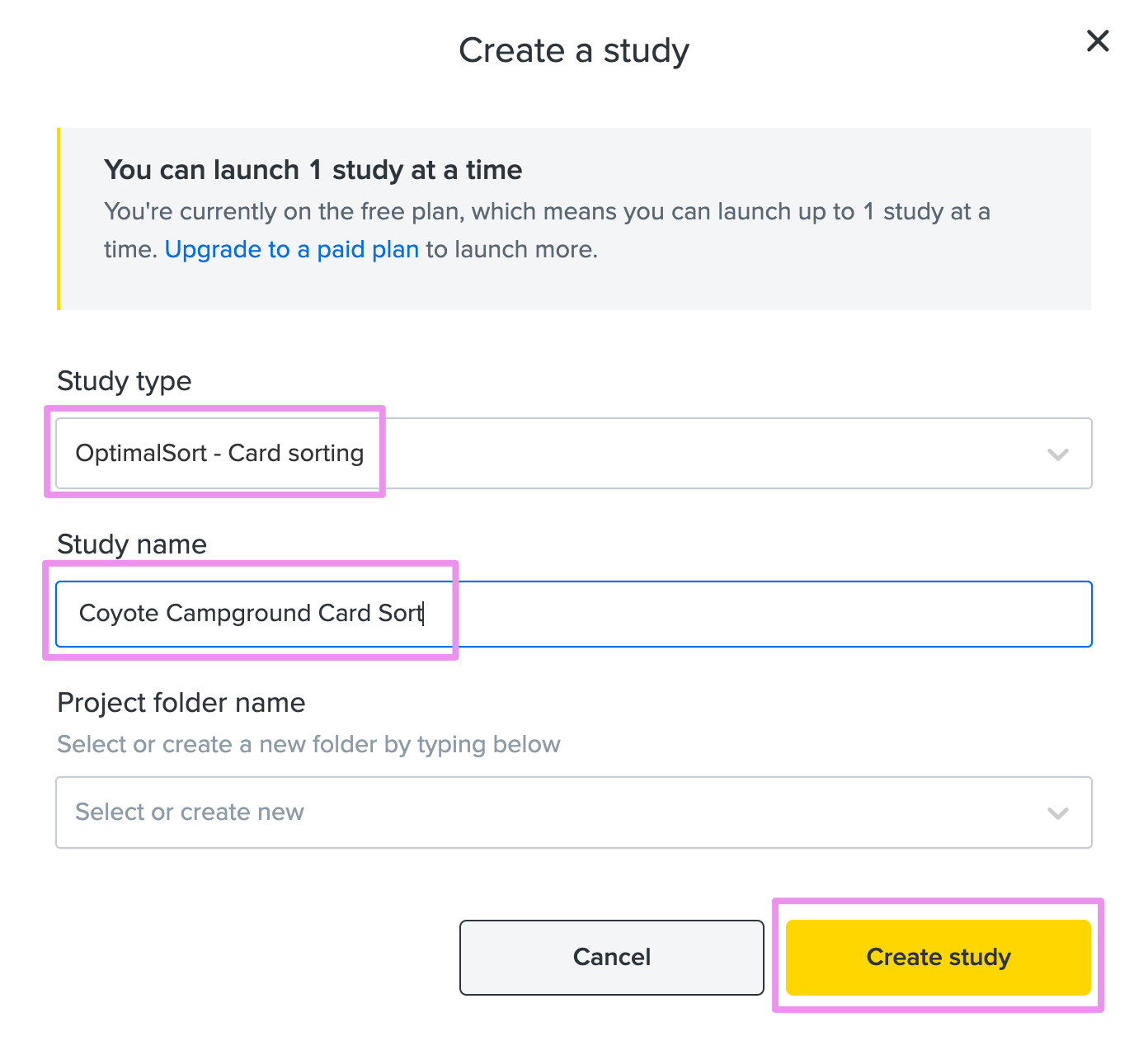 Create a Study Form